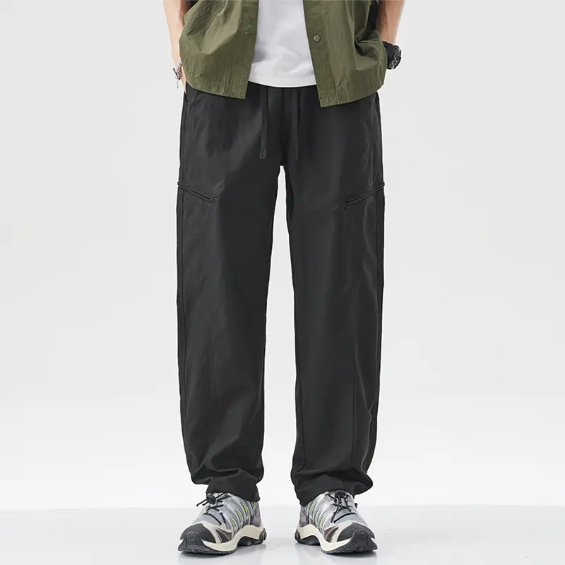 Ice Silk Men's Pants 2025 Summer New Black Gray Thin Business Casual Pants Outdoor Elastic Breathable Straight Leg Sweatpants