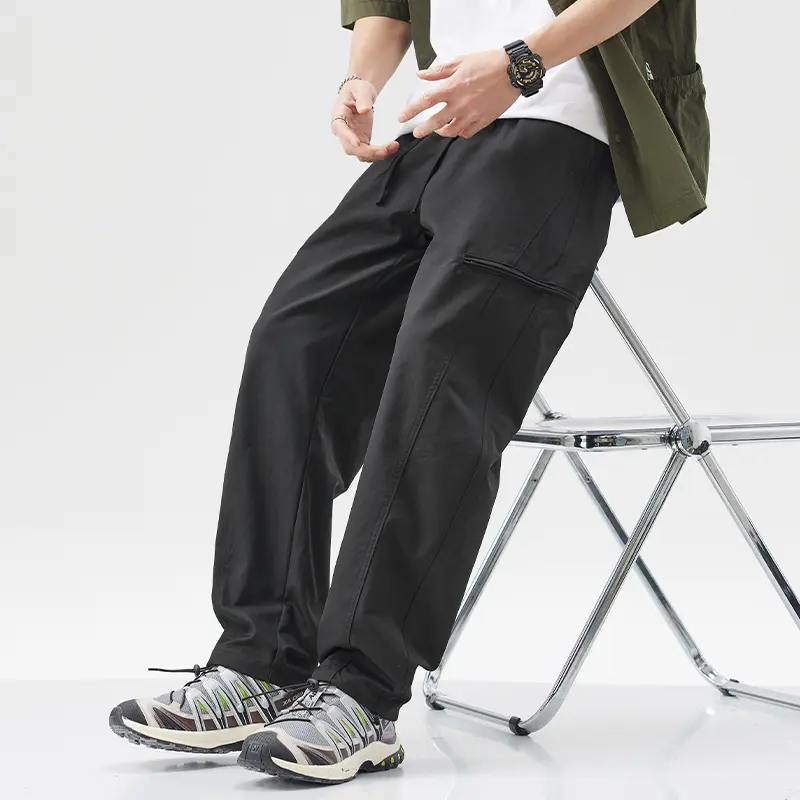 Ice Silk Men's Pants 2025 Summer New Black Gray Thin Business Casual Pants Outdoor Elastic Breathable Straight Leg Sweatpants