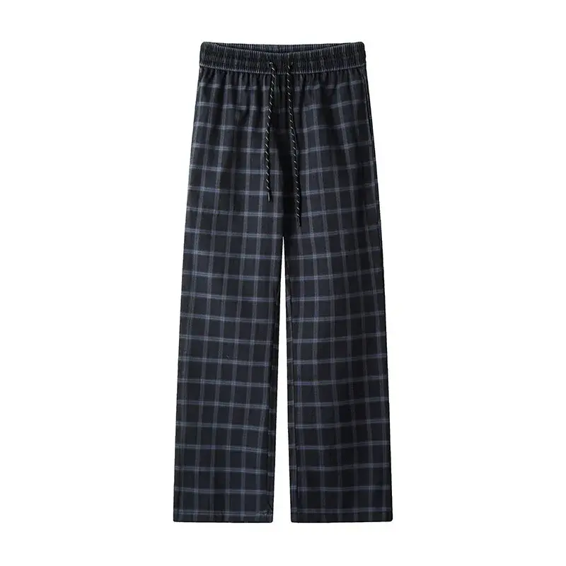 New Style  Long Pant men's Full-Length Trousers Elastic Waist Casual Fashion Comfortable Cotton Plaid Pajama Pants For Adluts