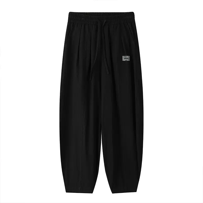 Summer Loose, Retro Floor-length Curved Knife Pants for Men Vintage Cotton  Wide Leg Casual Vintage Cotton Casual Solid Color
