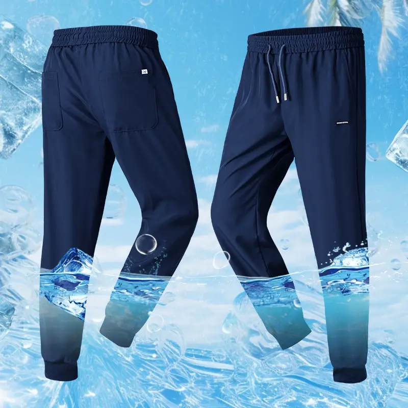 Men Ice Silk Sweatpants Men Breathable Mesh Quick Dry Jogger Sportswear Casual Track Pants Straight Trousers Summer New