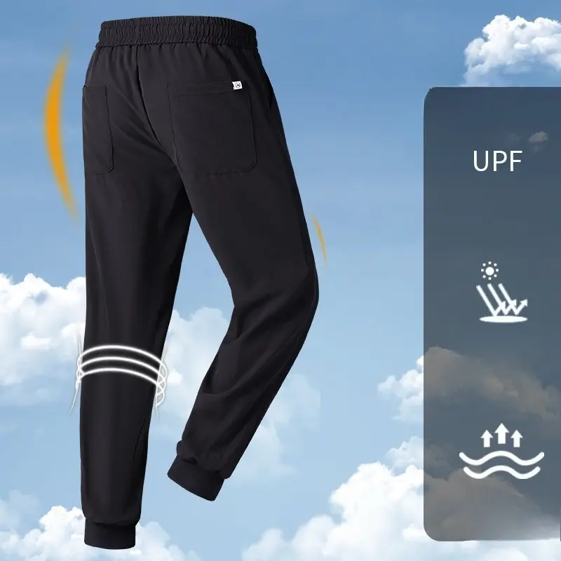 Men Ice Silk Sweatpants Men Breathable Mesh Quick Dry Jogger Sportswear Casual Track Pants Straight Trousers Summer New