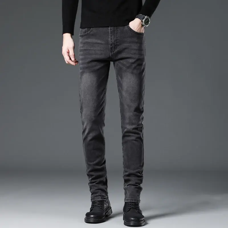 2025 New Trendy Slim Stretch Denim Trousers Streetwear Korean Style Brand Male Pants Vintage Nostalgic Casual Skinny Jeans Men's