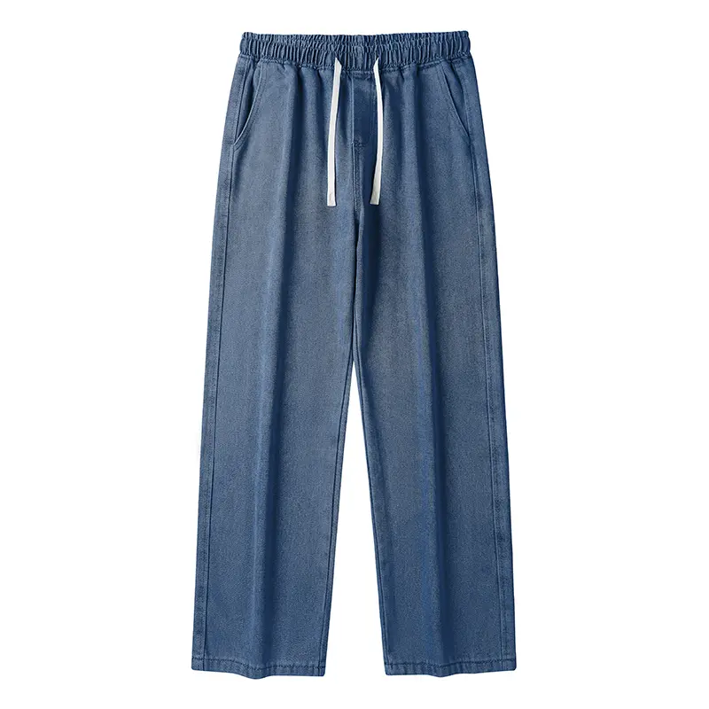 New 2025 Hot Selling Korean Men's Loose Straight Casual Long Denim Classic Men's Straight Leg High Street Denim Wide Leg Pants