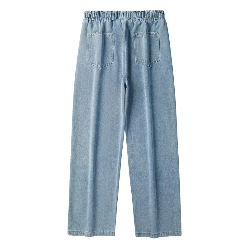 New 2025 Hot Selling Korean Men's Loose Straight Casual Long Denim Classic Men's Straight Leg High Street Denim Wide Leg Pants