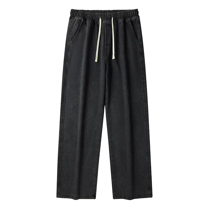 New 2025 Hot Selling Korean Men's Loose Straight Casual Long Denim Classic Men's Straight Leg High Street Denim Wide Leg Pants
