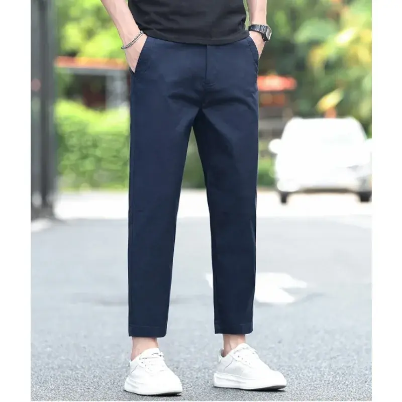 Casual Pants Men Slim Fashion Stretch Business Korean Trousers Men Clothes Spring Summer Thin  Social Leisure Ankle Length