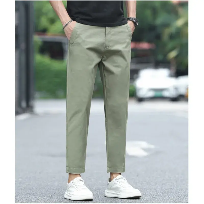 Casual Pants Men Slim Fashion Stretch Business Korean Trousers Men Clothes Spring Summer Thin  Social Leisure Ankle Length
