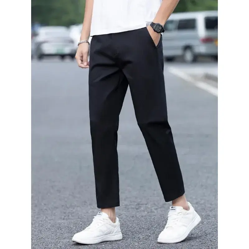 Casual Pants Men Slim Fashion Stretch Business Korean Trousers Men Clothes Spring Summer Thin  Social Leisure Ankle Length