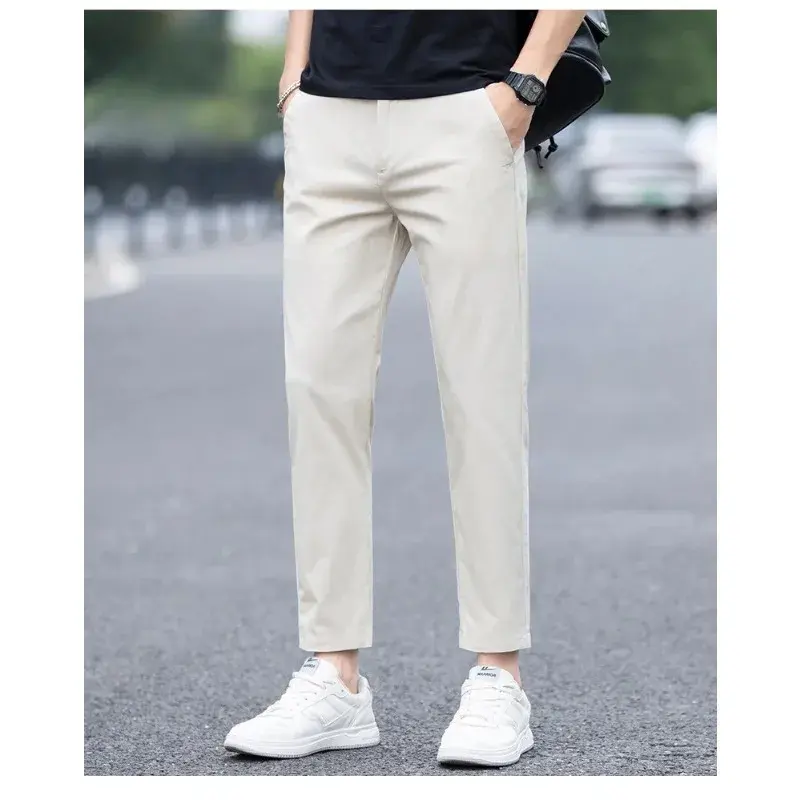Casual Pants Men Slim Fashion Stretch Business Korean Trousers Men Clothes Spring Summer Thin  Social Leisure Ankle Length