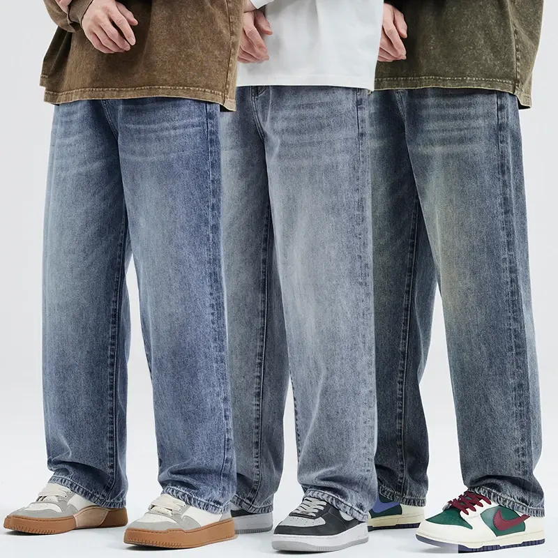 Baggy Jeans for Men Straight Fashion Streetwear Loose Denim Trousers Male Brand Clothing Oversize Wide Pants Korean Y2k Vintage