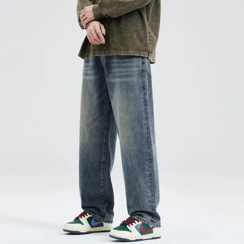 Baggy Jeans for Men Straight Fashion Streetwear Loose Denim Trousers Male Brand Clothing Oversize Wide Pants Korean Y2k Vintage