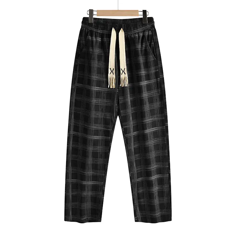 Men's Classic Plaid Print Pajama Pants Double Pocket Breathable Thermal Trousers Insulation Comfortable Loose Casual Pants