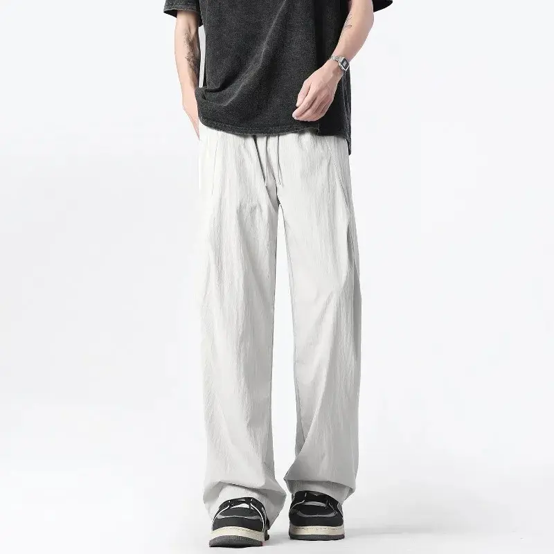 Men's Wide-legged Pants Men's Quick Dry Street Clothing Loose Oversized Korean Hip Hop Streetwear Men 2025 Spring/Summer
