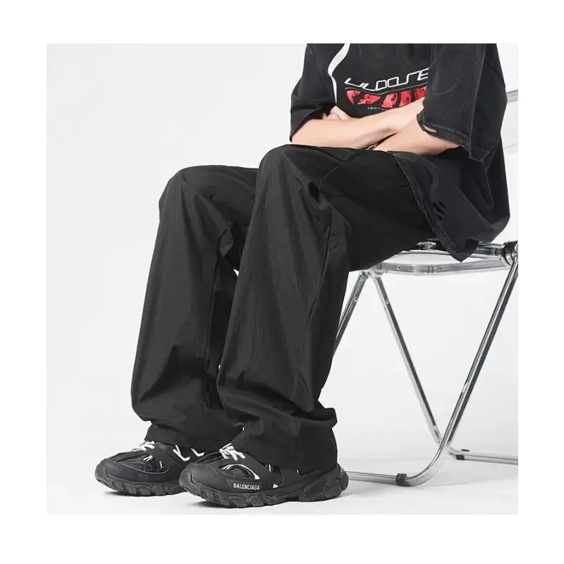 Men's Wide-legged Pants Men's Quick Dry Street Clothing Loose Oversized Korean Hip Hop Streetwear Men 2025 Spring/Summer