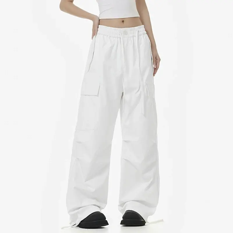 Men's Summer Casual Pants Multi-pocket Cargo Pants Streetwear Solid Color Elastic Waist Male Cargo Trousers Joggers Men Clothing