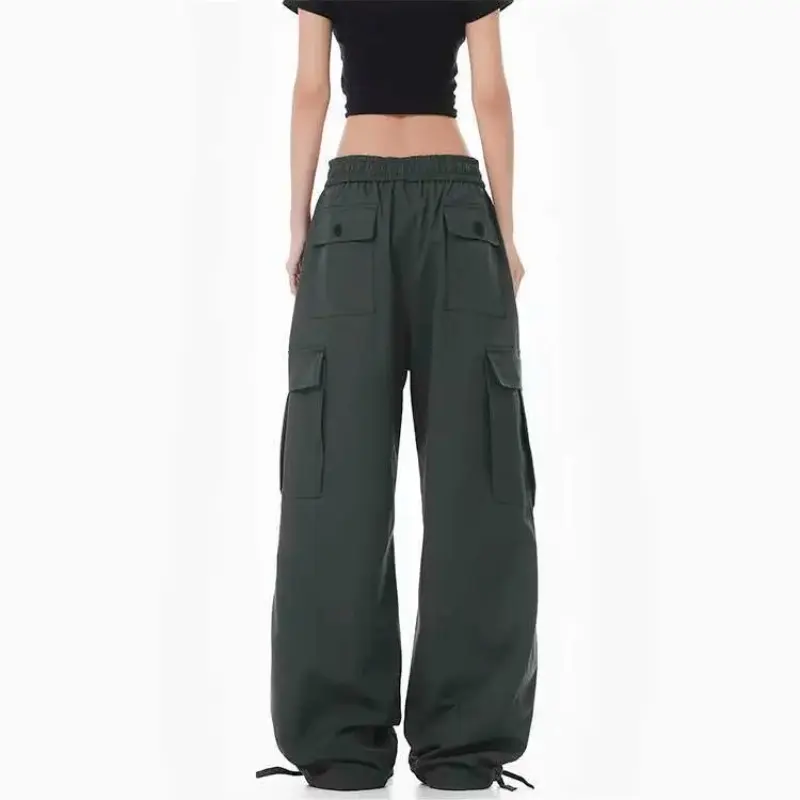Men's Summer Casual Pants Multi-pocket Cargo Pants Streetwear Solid Color Elastic Waist Male Cargo Trousers Joggers Men Clothing