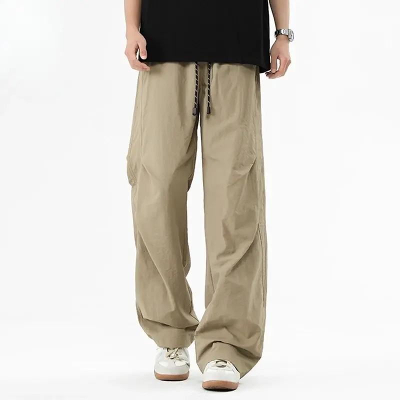 Cargo Pants Men's Spring  Summer Harajuku Street Y2k Solid Color Drawstring Wide Leg Pants Outdoor Casual Fishing Sports Pants