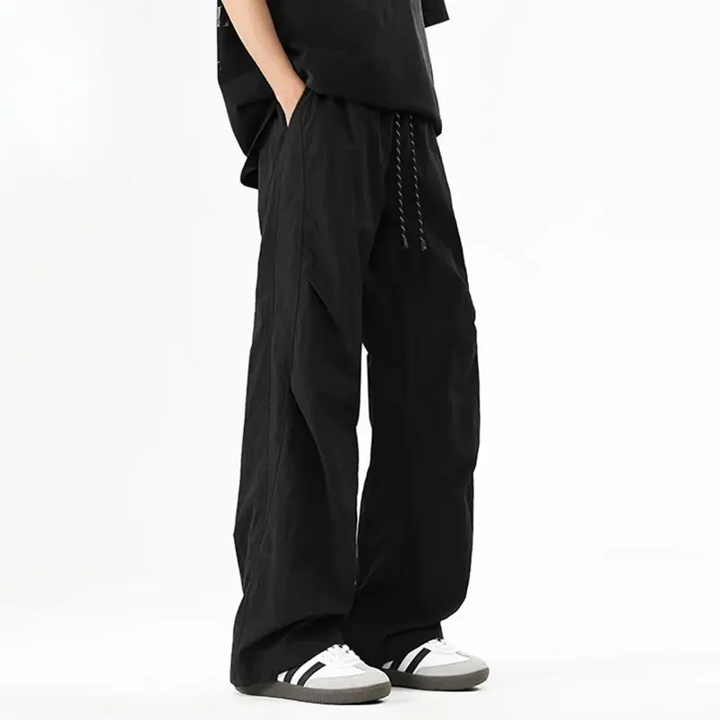 Cargo Pants Men's Spring  Summer Harajuku Street Y2k Solid Color Drawstring Wide Leg Pants Outdoor Casual Fishing Sports Pants