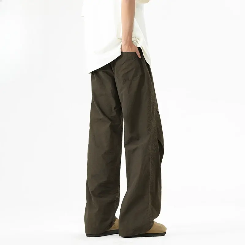 Cargo Pants Men's Spring  Summer Harajuku Street Y2k Solid Color Drawstring Wide Leg Pants Outdoor Casual Fishing Sports Pants