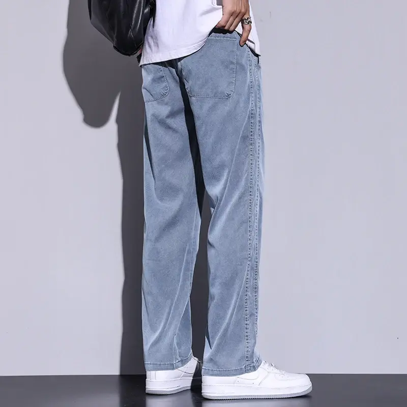 Casual Men's Pants Summer Thin Breathable Fashion Korean Straight Trousers Comfortable Soft Male Clothes Pants  Baggy Pants