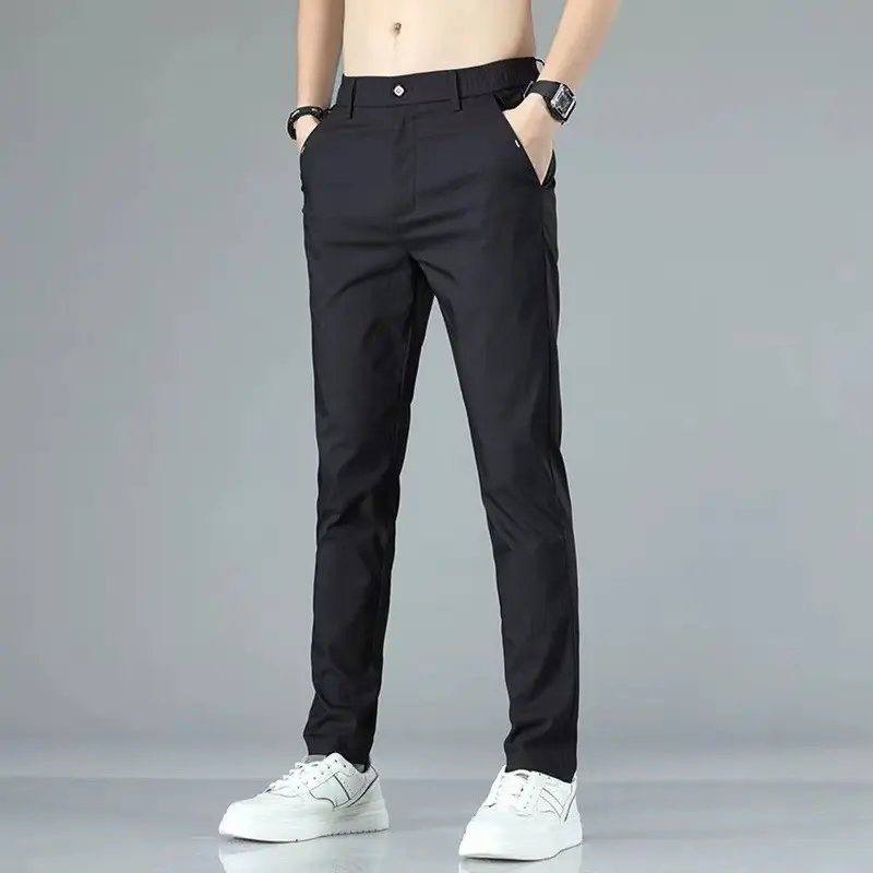 2025 New Large Code M-7XL Men's Casual Pants Slim Fit Pants Men's Pants Spring Summer Quick Drying Ice Silk Breathable Pants