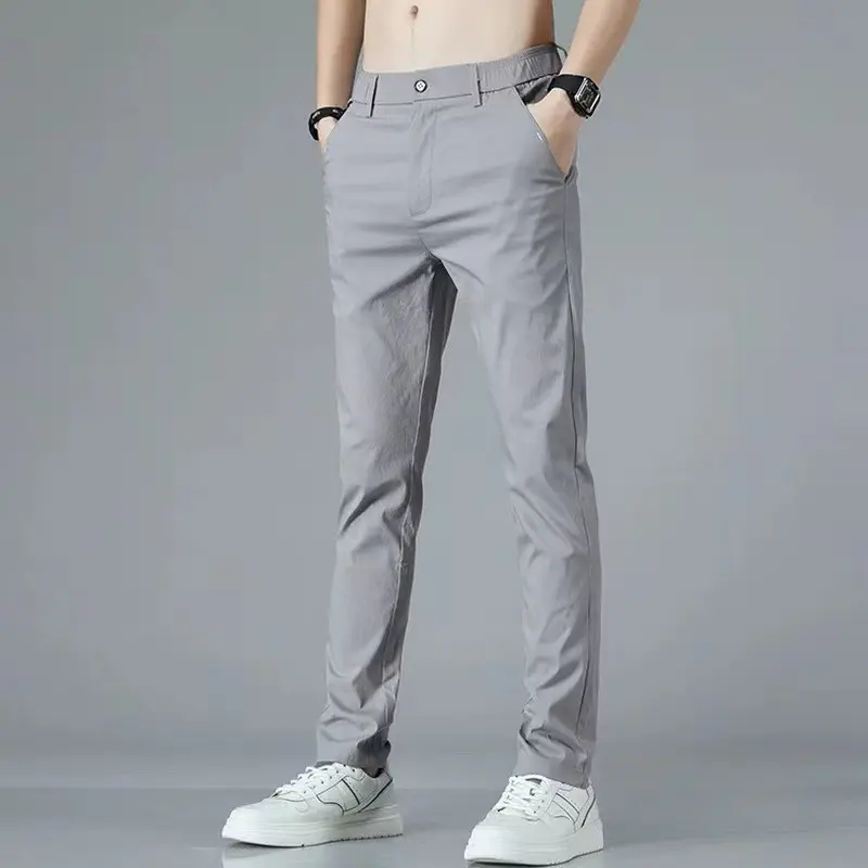 2025 New Large Code M-7XL Men's Casual Pants Slim Fit Pants Men's Pants Spring Summer Quick Drying Ice Silk Breathable Pants