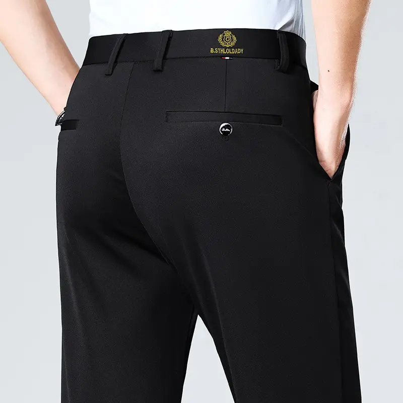 Mens Stretch Casual Pants Spring Summer Classic Business Dress Pants Khaki Suit Pants Formal Dress Pants Male Black Trousers