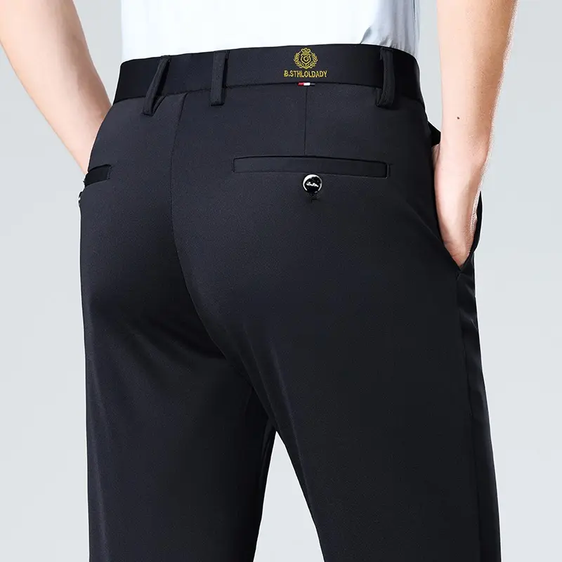 Mens Stretch Casual Pants Spring Summer Classic Business Dress Pants Khaki Suit Pants Formal Dress Pants Male Black Trousers