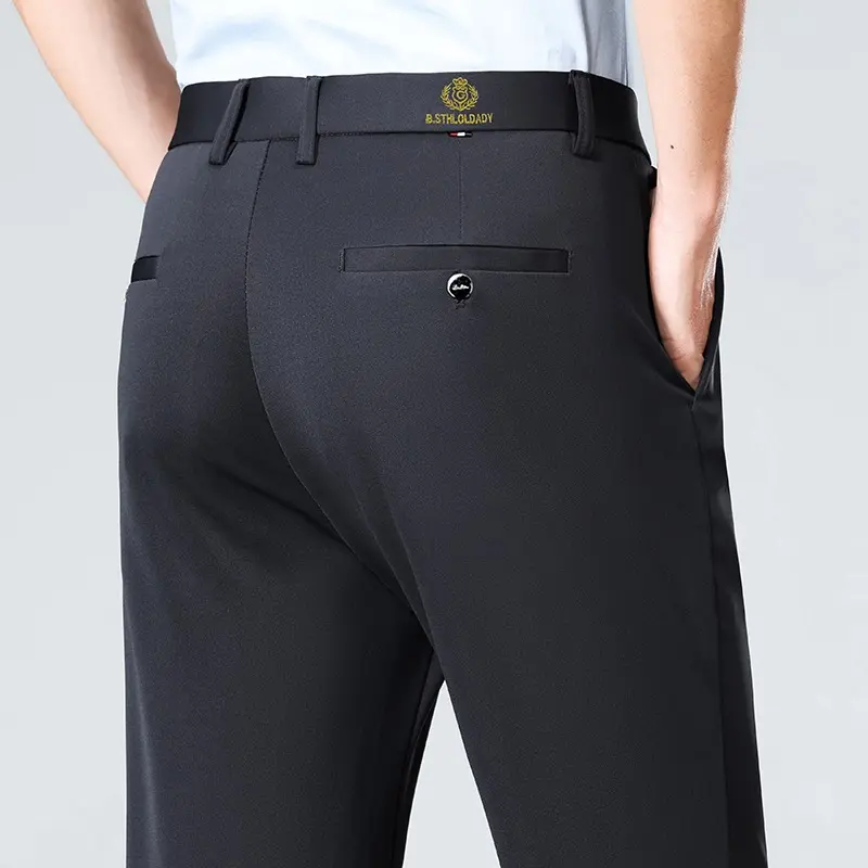 Mens Stretch Casual Pants Spring Summer Classic Business Dress Pants Khaki Suit Pants Formal Dress Pants Male Black Trousers