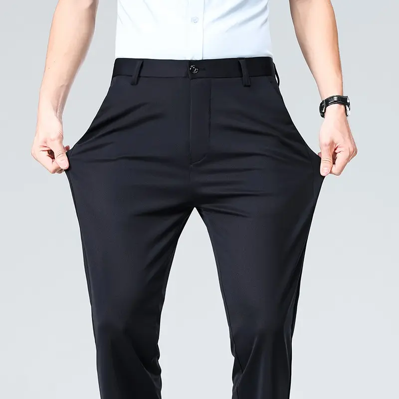 Mens Stretch Casual Pants Spring Summer Classic Business Dress Pants Khaki Suit Pants Formal Dress Pants Male Black Trousers