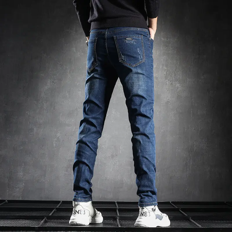 Men's Jeans Slim Little Feet Trousers Stretch Vintage Street Denim Trousers Men Korean Fashion Ripped Jeans Skinny Jeans Men Y2k
