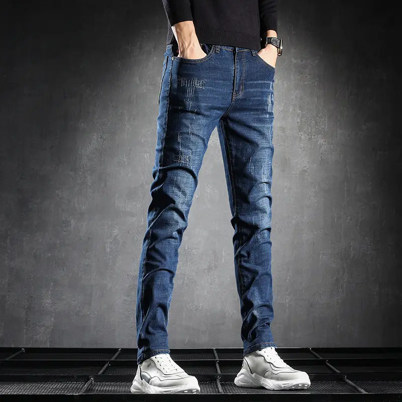 Men's Jeans Slim Little Feet Trousers Stretch Vintage Street Denim Trousers Men Korean Fashion Ripped Jeans Skinny Jeans Men Y2k