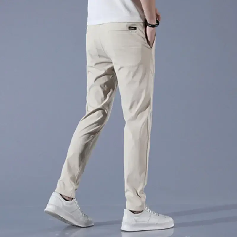 Ice Silk Casual Pants Men's Summer Hot Sale of The Season New Korean Version Trendy Long Pants Spring Summer Slim Straight West