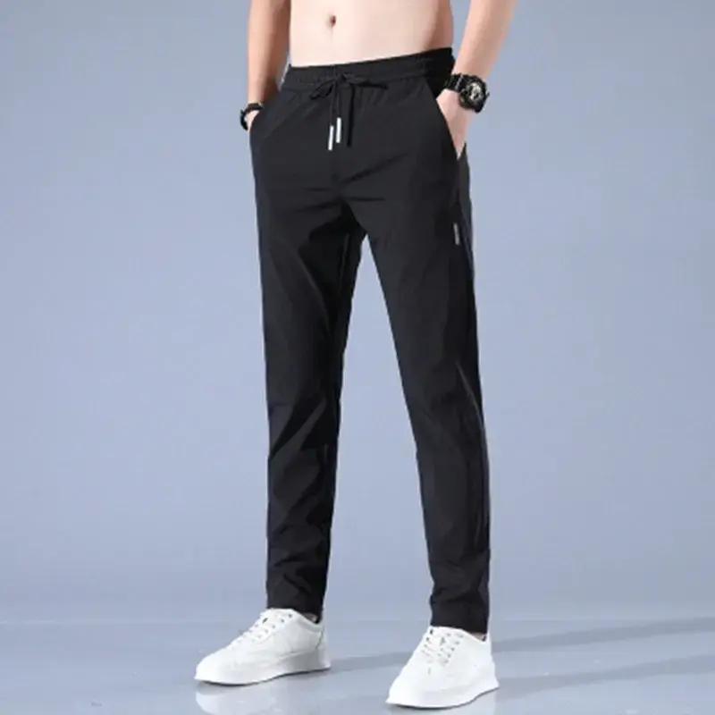 Ice Silk Casual Pants Men's Summer Hot Sale of The Season New Korean Version Trendy Long Pants Spring Summer Slim Straight West