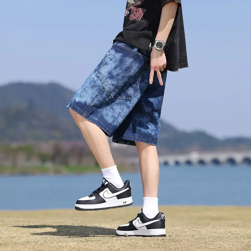 Baggy Jeans Shorts Men's Summer Denim Cargo Shorts Big Size 8XL-M Elastic Waist Straight  Basketball Shorts Vilebrequin Shorts