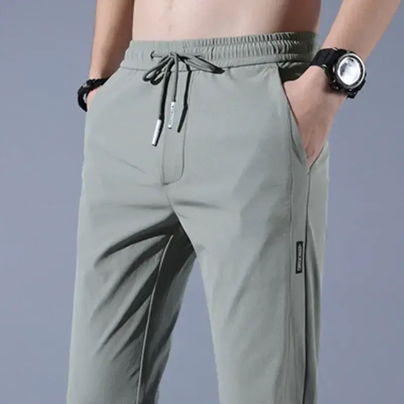 Ice Silk Casual Pants Men's Summer Hot Sale of The Season New Korean Version Trendy Long Pants Spring Summer Slim Straight West