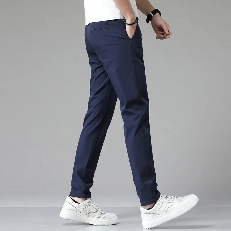 Ice Silk Casual Pants Men's Summer Hot Sale of The Season New Korean Version Trendy Long Pants Spring Summer Slim Straight West