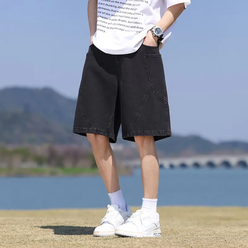 Baggy Jeans Shorts Men's Summer Denim Cargo Shorts Big Size 8XL-M Elastic Waist Straight  Basketball Shorts Vilebrequin Shorts