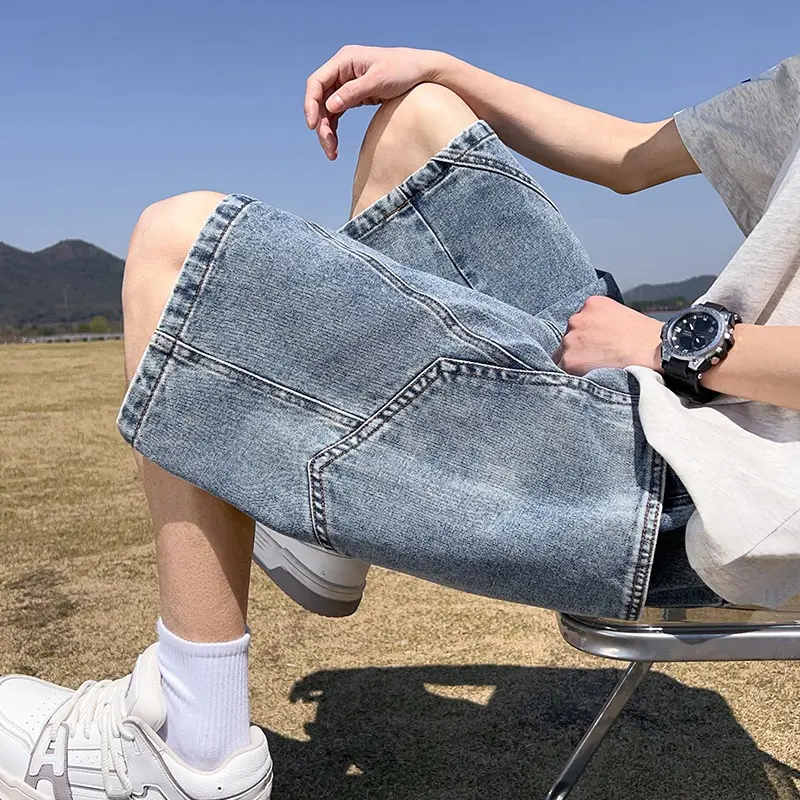 Baggy Jeans Shorts Men's Summer Denim Cargo Shorts Big Size 8XL-M Elastic Waist Straight  Basketball Shorts Vilebrequin Shorts