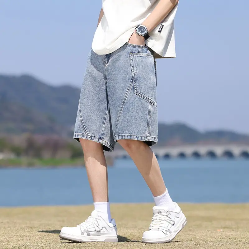 Baggy Jeans Shorts Men's Summer Denim Cargo Shorts Big Size 8XL-M Elastic Waist Straight  Basketball Shorts Vilebrequin Shorts