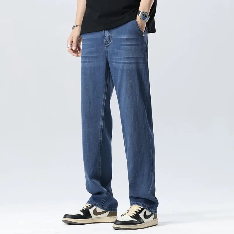 Jeans Men's Summer Thin 2025 New Loose Straight Tube Cool Breathable Casual Long Pants Fashion Trend Handsome Daily Jeans