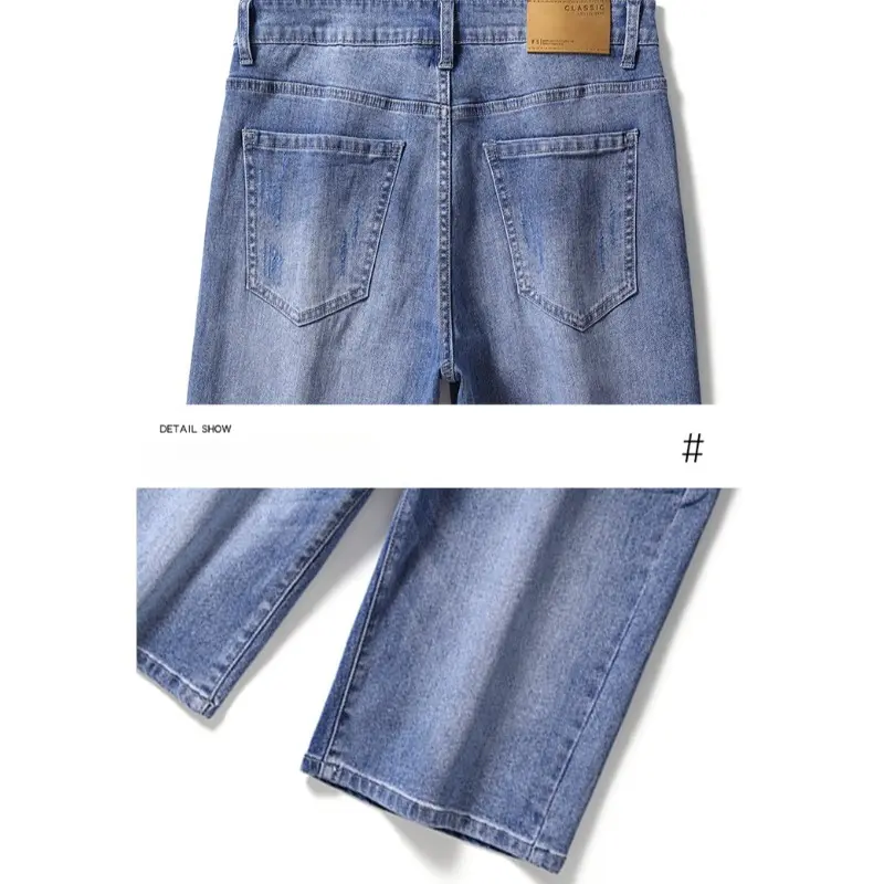 Men Jeans Denim Knee Length Thin Bermuda Cotton Soft Baggy Hosen Women Jeans Y2k Cloth Traf Low Rise Jeans Men Pants Cargo Jeans