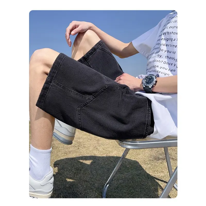Baggy Jeans Shorts Men's Summer Denim Cargo Shorts Big Size 8XL-M Elastic Waist Straight  Basketball Shorts Vilebrequin Shorts