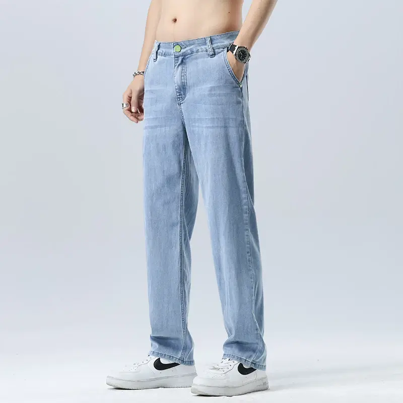 Jeans Men's Summer Thin 2025 New Loose Straight Tube Cool Breathable Casual Long Pants Fashion Trend Handsome Daily Jeans