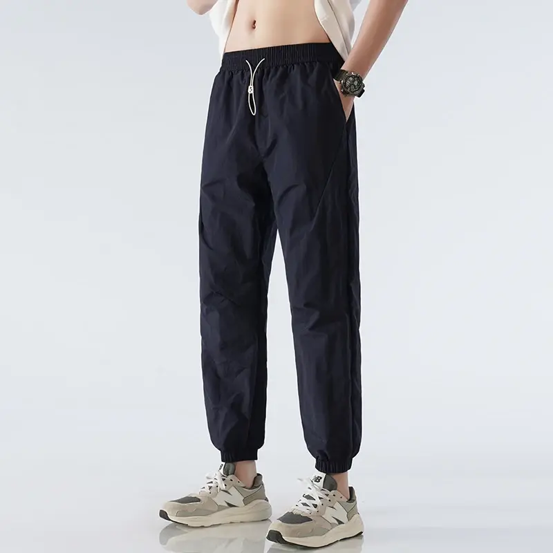 Men'S Casual Ice Silk 9-Point Trousers For Youth Korean Fashion Versatile Loose Nylon Quick Drying Sports Pants New Summer