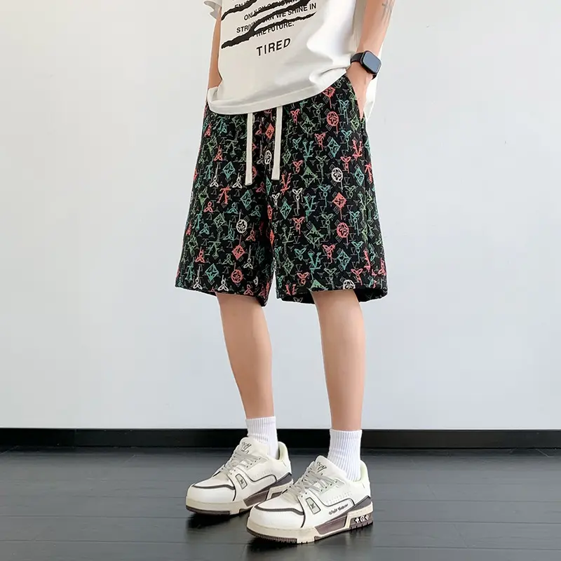 Men's Summer Butterfly Printing Shorts Light Luxury Women's Fashion Beach Seaside Casual Shorts Sports Beach Quarter Pants