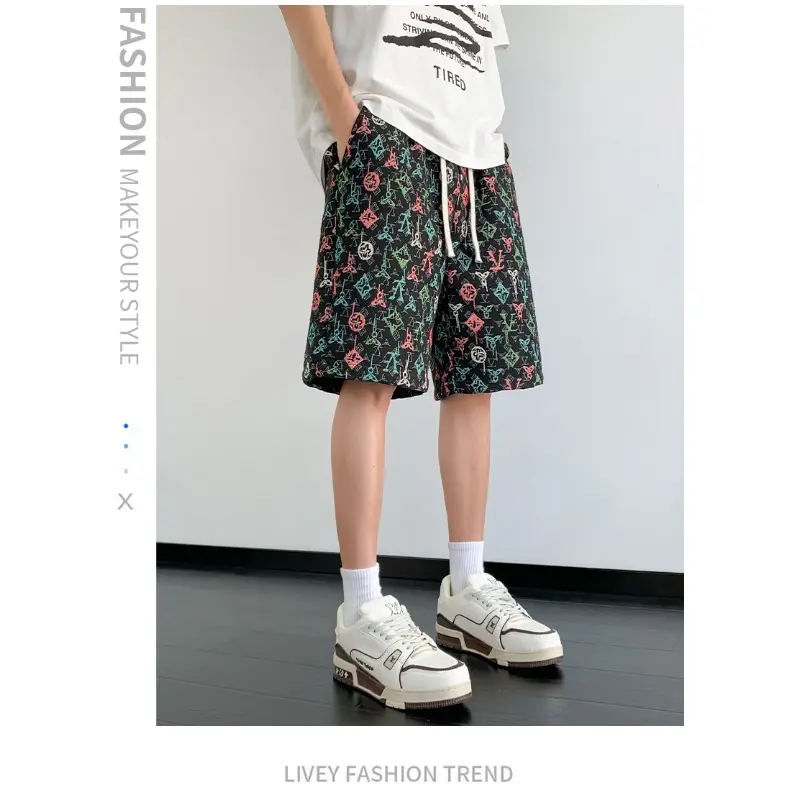 Men's Summer Butterfly Printing Shorts Light Luxury Women's Fashion Beach Seaside Casual Shorts Sports Beach Quarter Pants