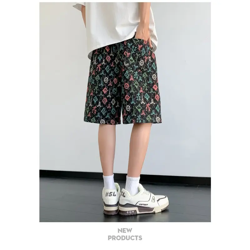 Men's Summer Butterfly Printing Shorts Light Luxury Women's Fashion Beach Seaside Casual Shorts Sports Beach Quarter Pants