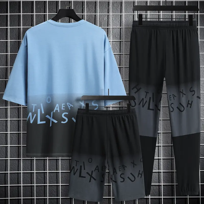 Fitness Breathable Running Quick Drying Two-piece Set Short T-shirt Shorts Set Sport Suit Tracksuit Men Summer New Short Sleeved